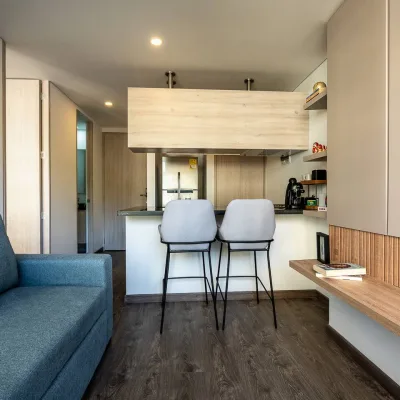 Habitación principal - Apartamento amoblado para 3 personas en el edificio Citadinno de Bogotá